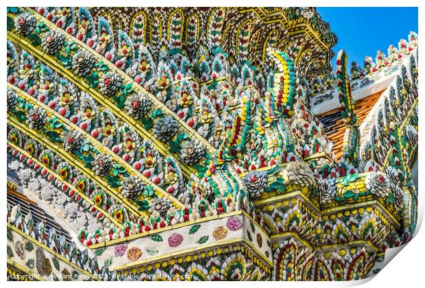 Porcelain Closeup Stupa Pagoda Grand Palace Bangkok Thailand Print by William Perry