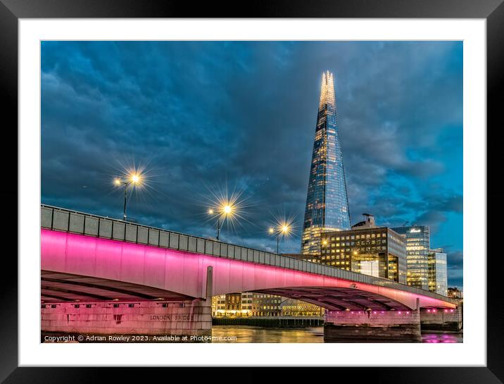 The Shard & London Bridge at blue hour Framed Mounted Print by Adrian Rowley