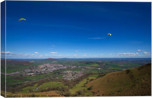 Stunning wales enjoyed by an hang glider Canvas Print by Julie Tattersfield
