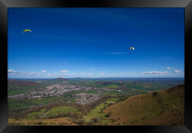 Stunning wales enjoyed by an hang glider Framed Print by Julie Tattersfield