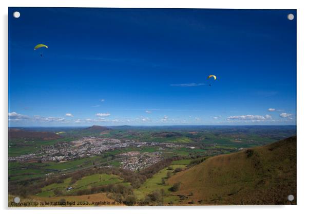 Stunning wales enjoyed by an hang glider Acrylic by Julie Tattersfield
