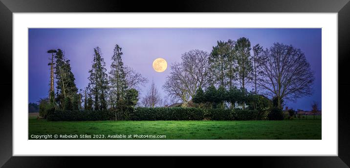 Moonrise over Venray Framed Mounted Print by Rebekah Stiles