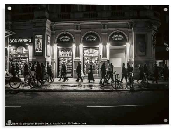 Piccadilly Circus Street Photography Acrylic by Benjamin Brewty