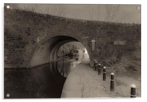 Bridge 18 Rochdale Canal Sepia Acrylic by Glen Allen