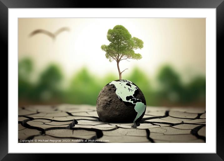 A clean energy concept to reduce climate change created with gen Framed Mounted Print by Michael Piepgras