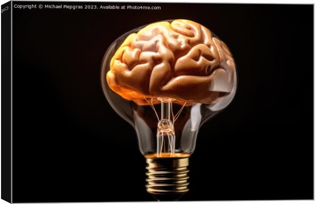 A creative idea mix of a lightbulb and a brain created with gene Canvas Print by Michael Piepgras