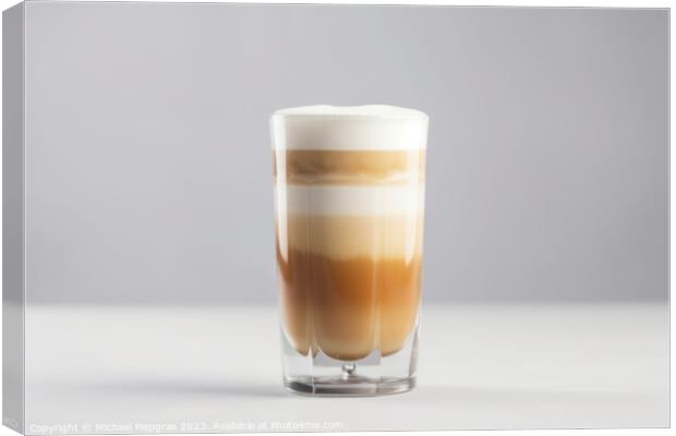 A latte macchiato in a glas on a white background created with g Canvas Print by Michael Piepgras
