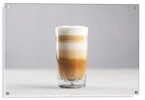 A latte macchiato in a glas on a white background created with g Acrylic by Michael Piepgras