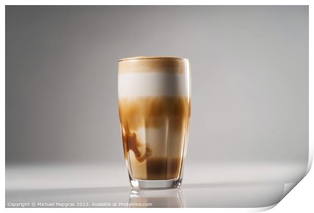 A latte macchiato in a glas on a white background created with g Print by Michael Piepgras