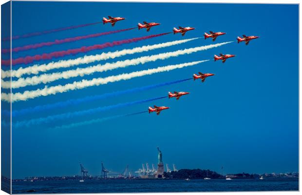 The Red Arrows Visit New York City Canvas Print by Chris Lord