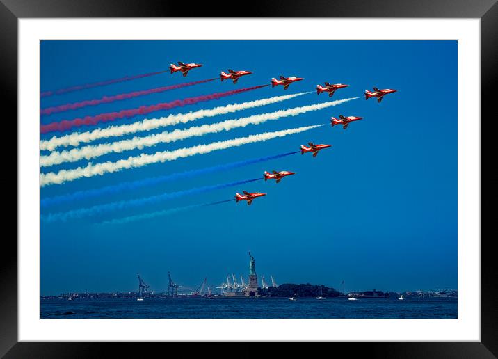 The Red Arrows Visit New York City Framed Mounted Print by Chris Lord