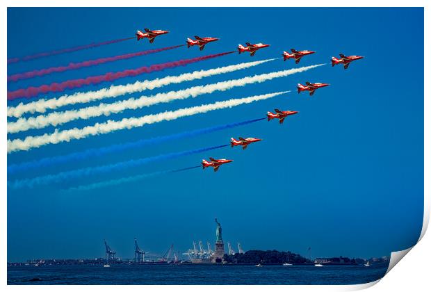 The Red Arrows Visit New York City Print by Chris Lord