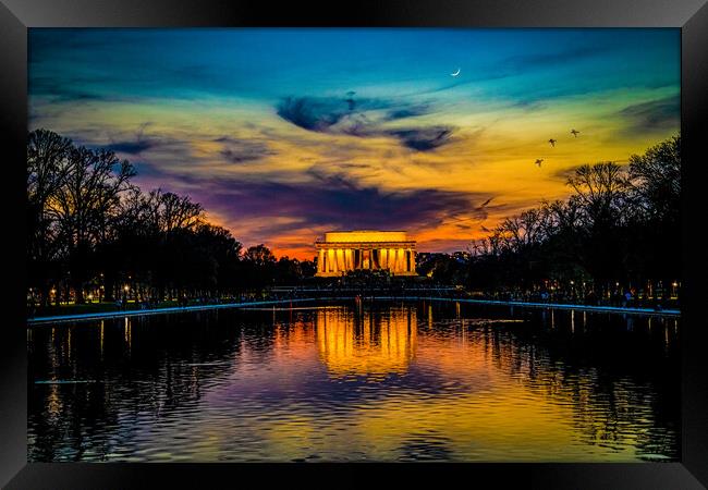 Lincoln Memorial Sunset Framed Print by Chris Lord