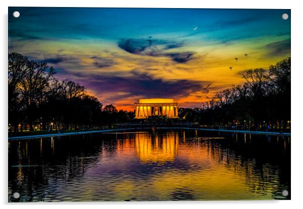 Lincoln Memorial Sunset Acrylic by Chris Lord