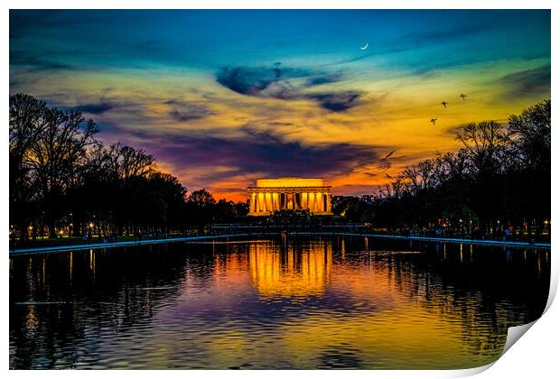 Lincoln Memorial Sunset Print by Chris Lord