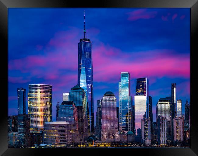 Blue Hour Downtown Manhattan Framed Print by Chris Lord