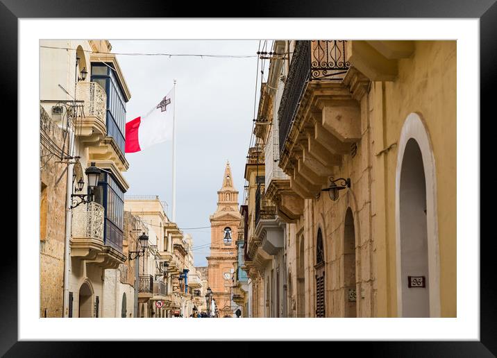Malta flag in Mellieha Framed Mounted Print by Jason Wells