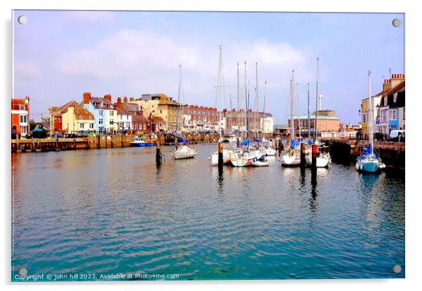 Weymouth Harbour and Marina, Dorset, UK. Acrylic by john hill