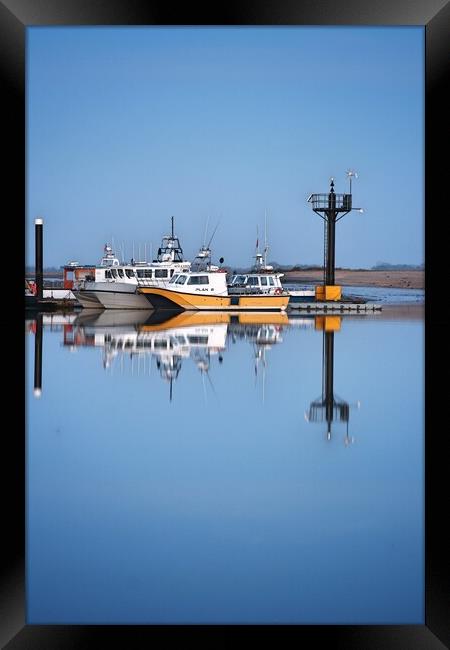 Morning blue reflections over Brightlingsea Harbour  Framed Print by Tony lopez