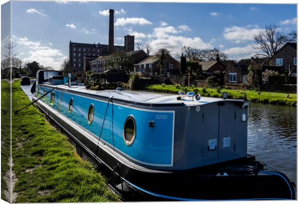 Canal barges on the Leeds to Liverpool Canal Canvas Print by David French