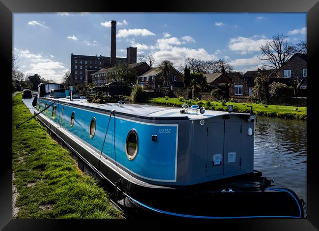 Canal barges on the Leeds to Liverpool Canal Framed Print by David French