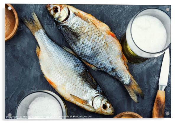 Dry salted fish for beer. Acrylic by Mykola Lunov Mykola