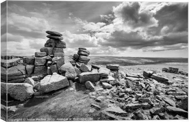 Great Staple Tor, Dartmoor, Devon Canvas Print by Justin Foulkes