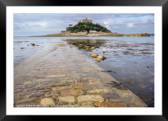 St Michael's Mount Submerged Causeway Framed Mounted Print by Darrell Evans
