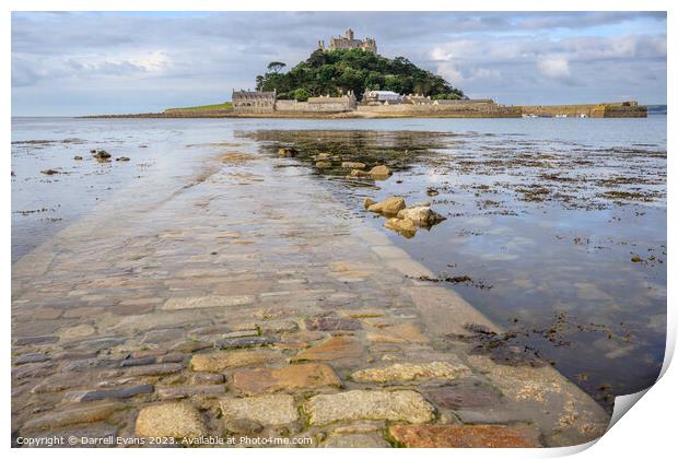 St Michael's Mount Submerged Causeway Print by Darrell Evans