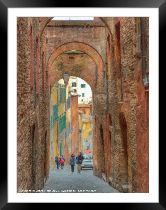 Sienna Italy Alley views Spring 2023 Framed Mounted Print by Zahra Majid