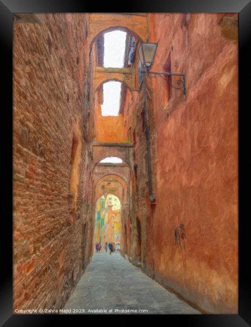 Sienna Italy alley walks Framed Print by Zahra Majid