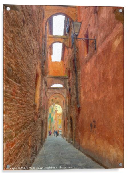 Sienna Italy alley walks Acrylic by Zahra Majid