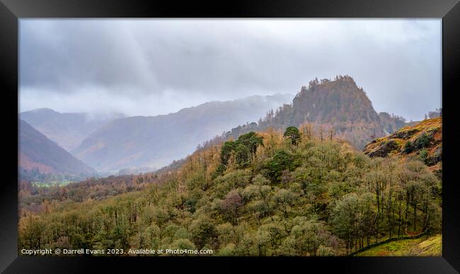 Grange to Castle Crag Framed Print by Darrell Evans