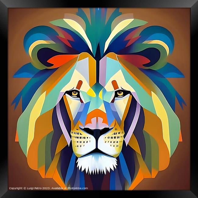 Portrait of a lion in modern style.. Framed Print by Luigi Petro