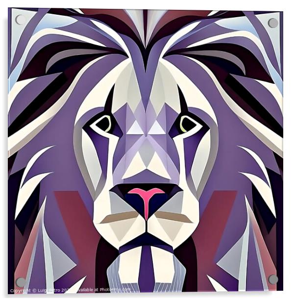 The Majestic King A Modern Lion Portrait Acrylic by Luigi Petro