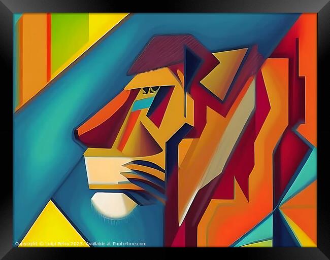 Roar of the Abstract Lion Framed Print by Luigi Petro