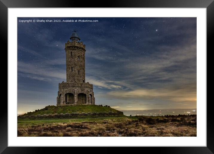 Darwen Tower at Night Time (Starry Night) Framed Mounted Print by Shafiq Khan