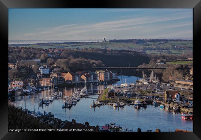 Whitby harbour and beyond! Framed Print by Richard Perks