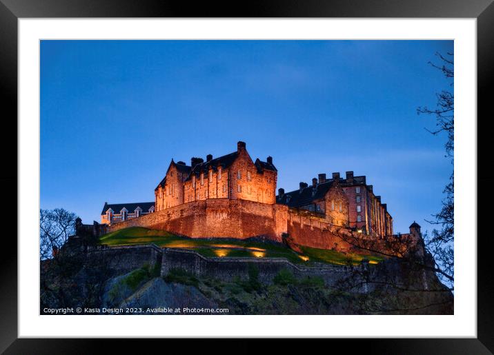 Floodlit Edinburgh Castle Framed Mounted Print by Kasia Design
