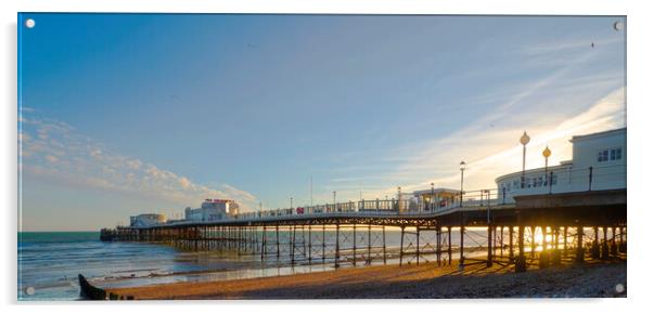 Worthing Pier Sunset Acrylic by Clive Eariss