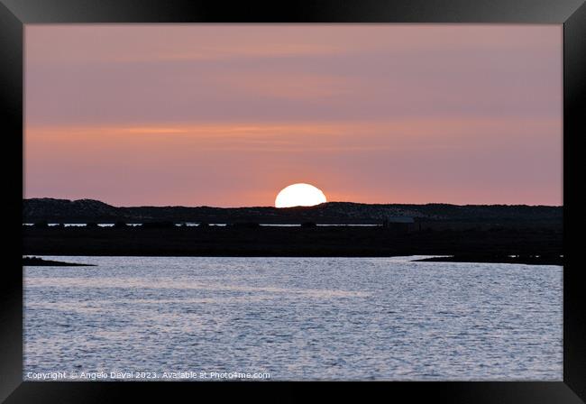 Sunset by the Ria Formosa in Faro Framed Print by Angelo DeVal