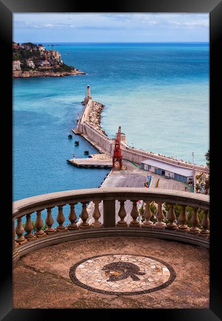 French Riviera Viewpoint Terrace To Mediterranean Sea Framed Print by Artur Bogacki