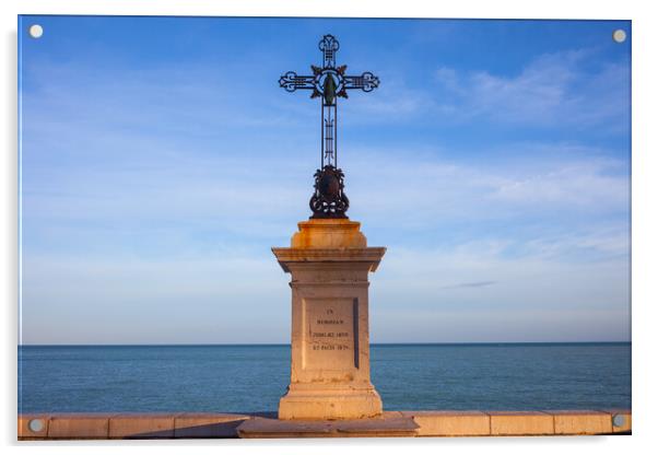 Cross by the Sea in City of Nice Acrylic by Artur Bogacki