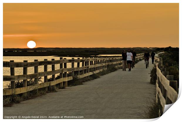 Sunset by Salinas Path in Faro Print by Angelo DeVal
