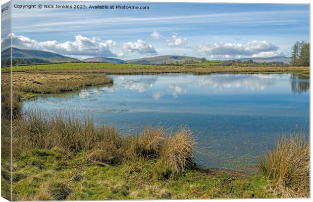 Looking across the Pond or Lake Brecon Beacons  Canvas Print by Nick Jenkins