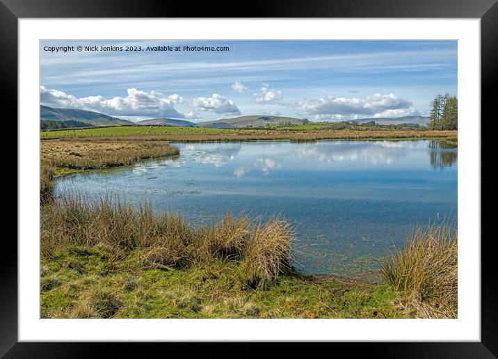Looking across the Pond or Lake Brecon Beacons  Framed Mounted Print by Nick Jenkins