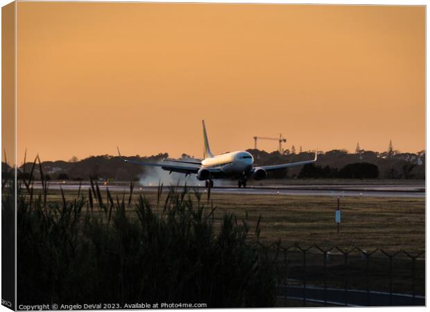 Landing Moment in Faro Airport Canvas Print by Angelo DeVal