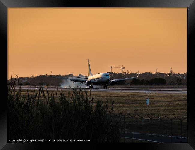 Landing Moment in Faro Airport Framed Print by Angelo DeVal