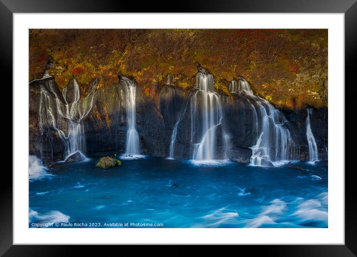 Hraunfossar waterfalls in Iceland Framed Mounted Print by Paulo Rocha