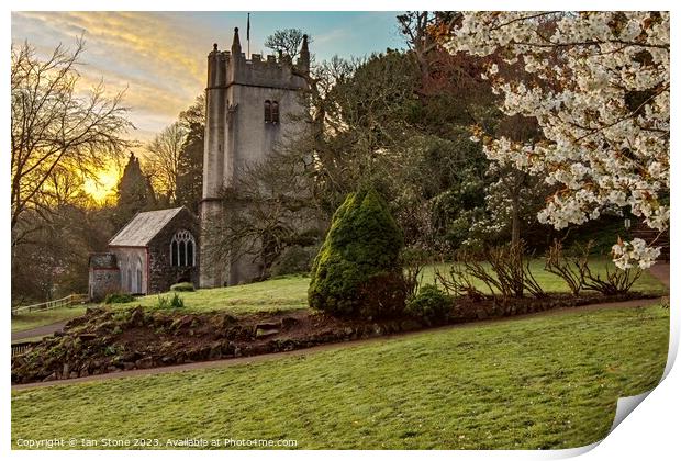 Serene Springtime at Cockington Church Print by Ian Stone